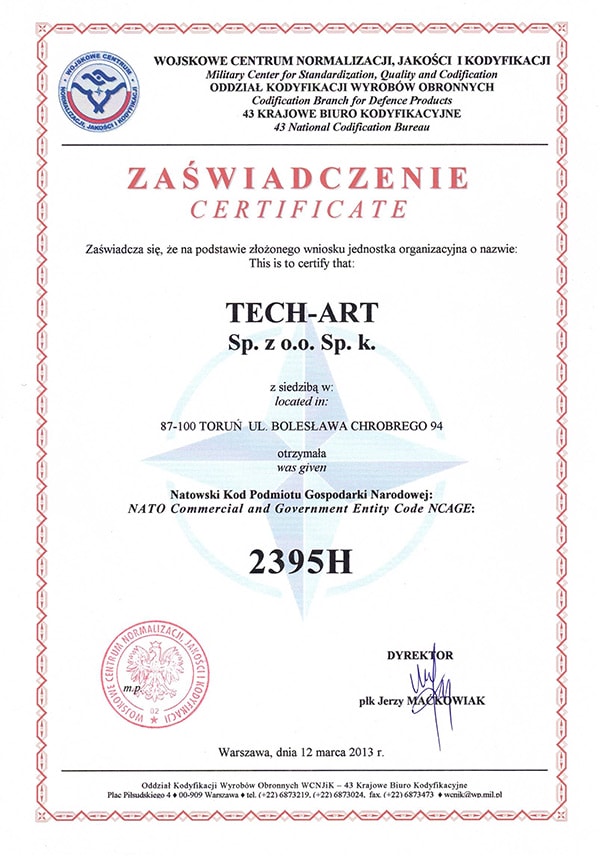certyfikat tech-art